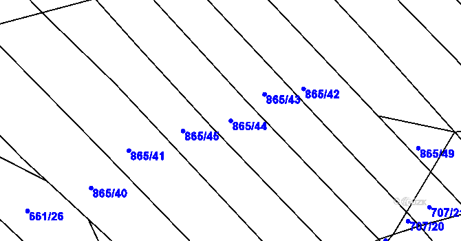 Parcela st. 865/44 v KÚ Mistřice I, Katastrální mapa