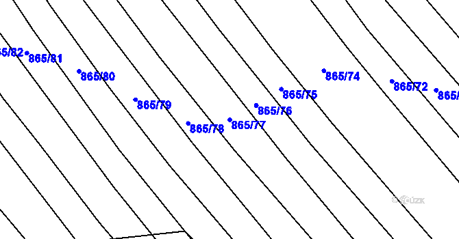 Parcela st. 865/77 v KÚ Mistřice I, Katastrální mapa
