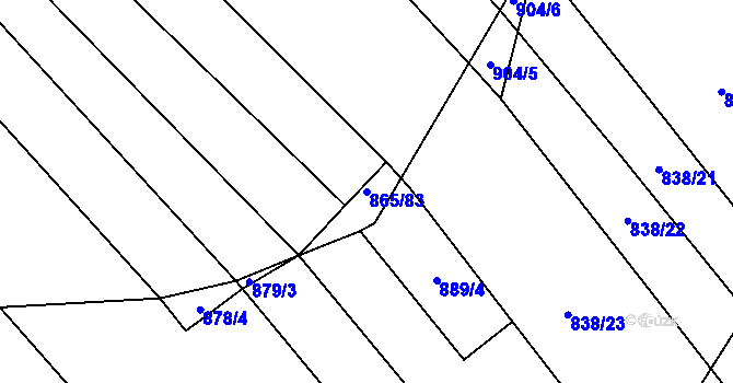 Parcela st. 865/83 v KÚ Mistřice I, Katastrální mapa