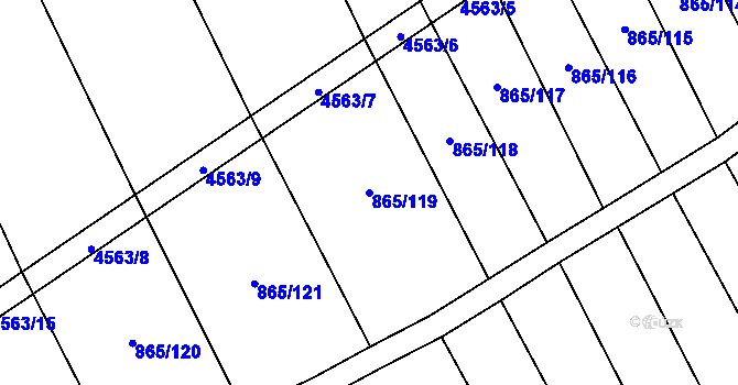 Parcela st. 865/119 v KÚ Mistřice I, Katastrální mapa