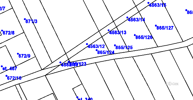Parcela st. 865/124 v KÚ Mistřice I, Katastrální mapa