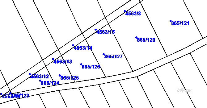 Parcela st. 865/127 v KÚ Mistřice I, Katastrální mapa