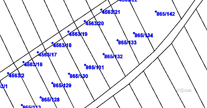 Parcela st. 865/132 v KÚ Mistřice I, Katastrální mapa