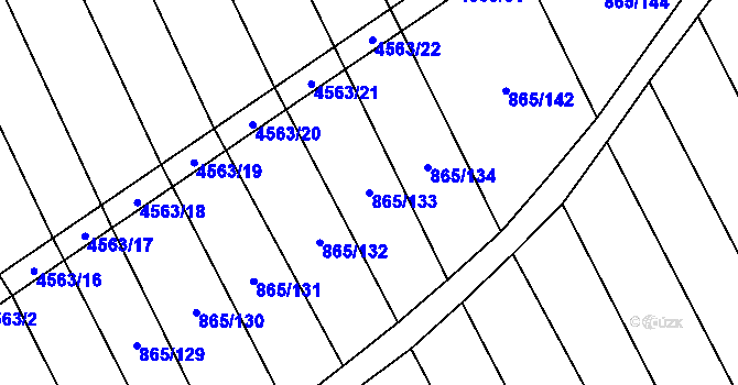 Parcela st. 865/133 v KÚ Mistřice I, Katastrální mapa