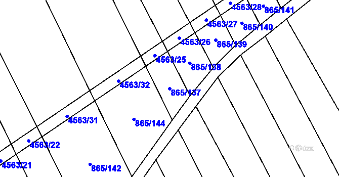 Parcela st. 865/137 v KÚ Mistřice I, Katastrální mapa