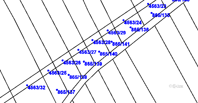 Parcela st. 865/140 v KÚ Mistřice I, Katastrální mapa
