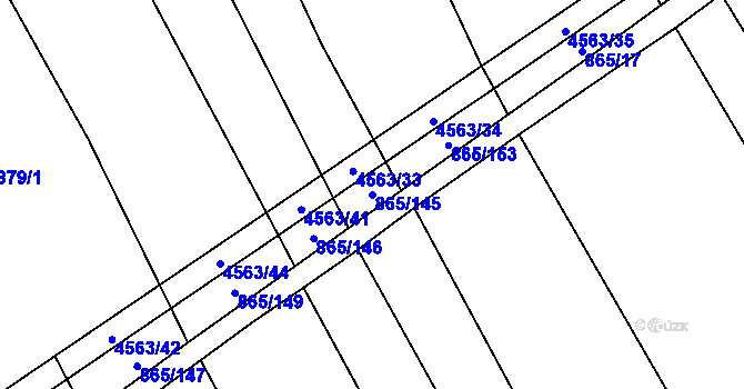 Parcela st. 865/145 v KÚ Mistřice I, Katastrální mapa