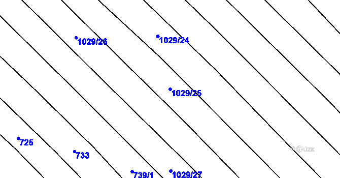 Parcela st. 1029/25 v KÚ Mistřice I, Katastrální mapa