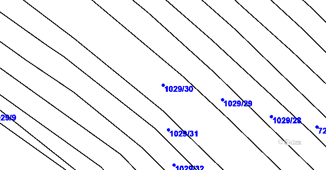 Parcela st. 1029/30 v KÚ Mistřice I, Katastrální mapa