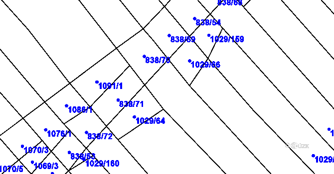 Parcela st. 1029/65 v KÚ Mistřice I, Katastrální mapa