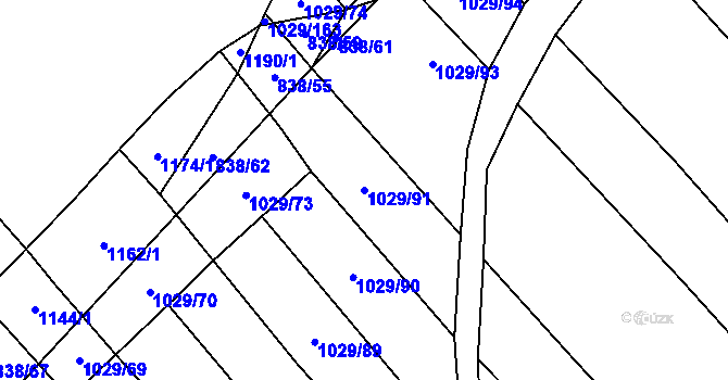 Parcela st. 1029/91 v KÚ Mistřice I, Katastrální mapa