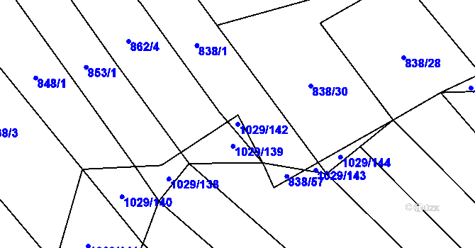 Parcela st. 1029/142 v KÚ Mistřice I, Katastrální mapa