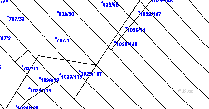 Parcela st. 1029/145 v KÚ Mistřice I, Katastrální mapa