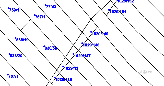 Parcela st. 1029/148 v KÚ Mistřice I, Katastrální mapa