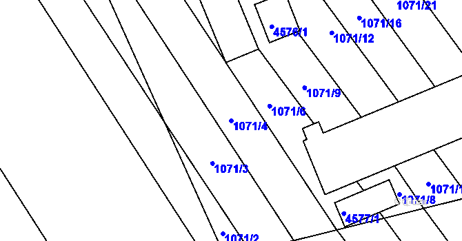 Parcela st. 1071/4 v KÚ Mistřice I, Katastrální mapa