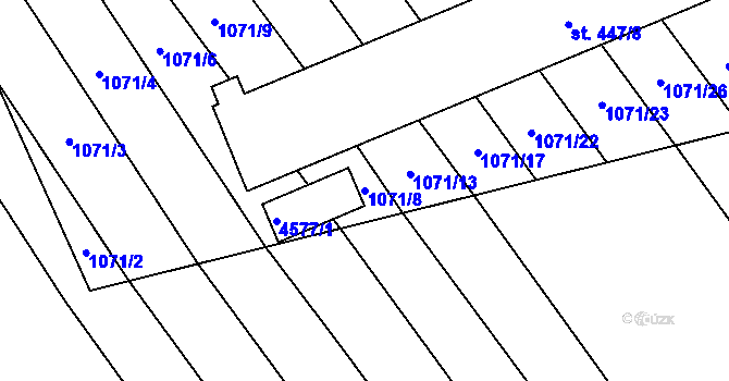 Parcela st. 1071/8 v KÚ Mistřice I, Katastrální mapa