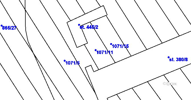 Parcela st. 1071/11 v KÚ Mistřice I, Katastrální mapa