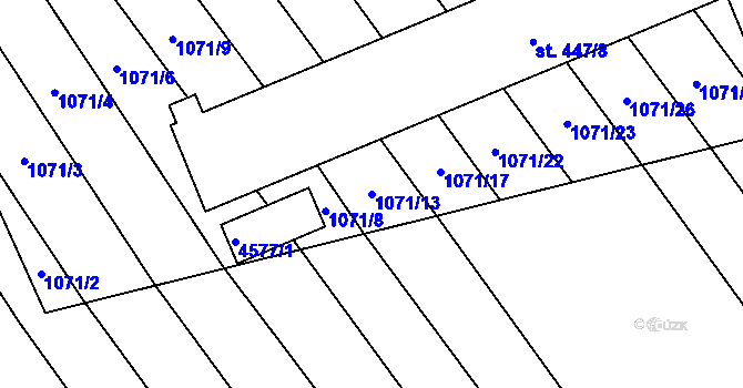 Parcela st. 1071/13 v KÚ Mistřice I, Katastrální mapa