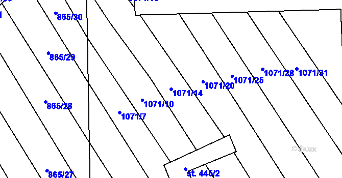 Parcela st. 1071/14 v KÚ Mistřice I, Katastrální mapa