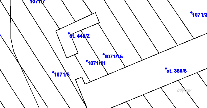 Parcela st. 1071/15 v KÚ Mistřice I, Katastrální mapa