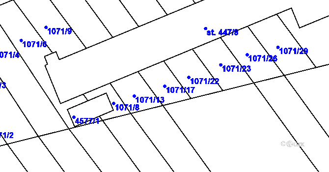 Parcela st. 1071/17 v KÚ Mistřice I, Katastrální mapa