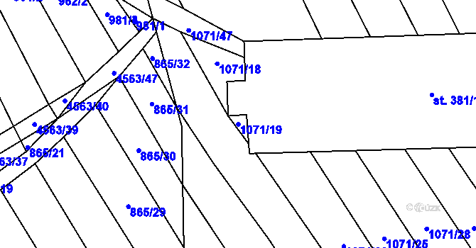 Parcela st. 1071/19 v KÚ Mistřice I, Katastrální mapa