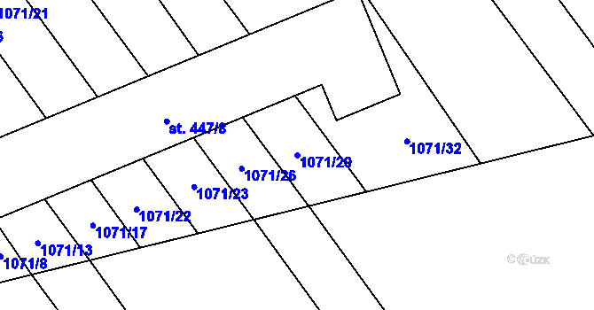 Parcela st. 1071/29 v KÚ Mistřice I, Katastrální mapa