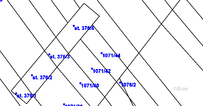 Parcela st. 1071/44 v KÚ Mistřice I, Katastrální mapa