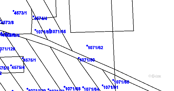 Parcela st. 1071/62 v KÚ Mistřice I, Katastrální mapa