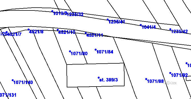 Parcela st. 1071/84 v KÚ Mistřice I, Katastrální mapa