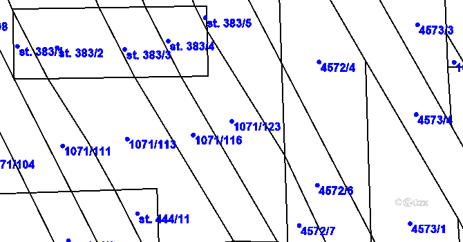 Parcela st. 1071/123 v KÚ Mistřice I, Katastrální mapa