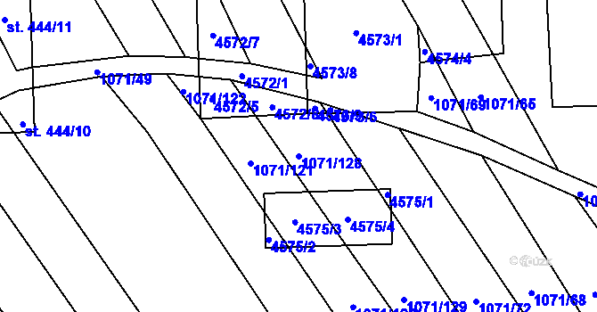 Parcela st. 1071/128 v KÚ Mistřice I, Katastrální mapa