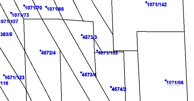 Parcela st. 1071/133 v KÚ Mistřice I, Katastrální mapa
