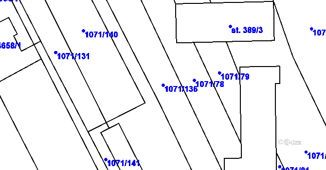 Parcela st. 1071/136 v KÚ Mistřice I, Katastrální mapa