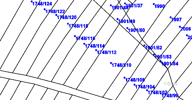 Parcela st. 1748/112 v KÚ Mistřice I, Katastrální mapa