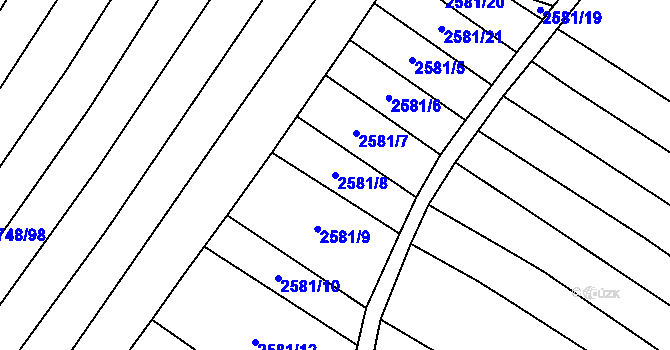 Parcela st. 2581/8 v KÚ Mistřice I, Katastrální mapa