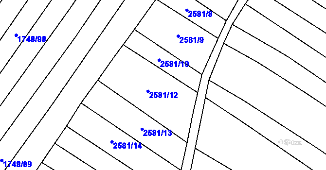 Parcela st. 2581/11 v KÚ Mistřice I, Katastrální mapa