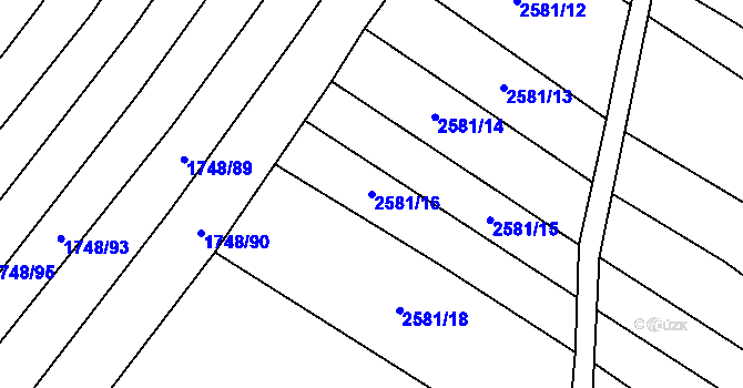 Parcela st. 2581/16 v KÚ Mistřice I, Katastrální mapa