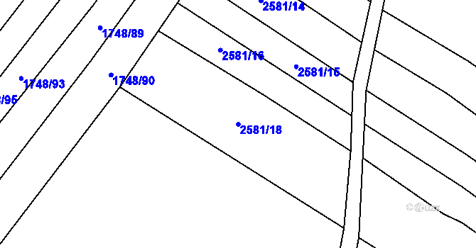 Parcela st. 2581/18 v KÚ Mistřice I, Katastrální mapa