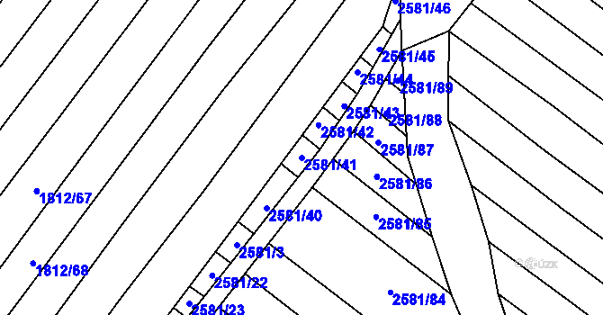 Parcela st. 2581/41 v KÚ Mistřice I, Katastrální mapa
