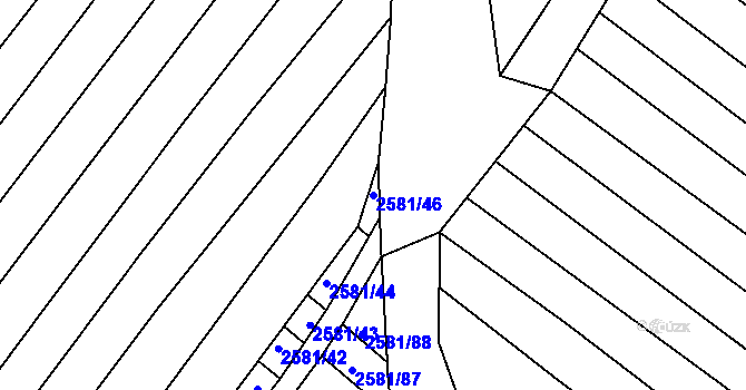 Parcela st. 2581/46 v KÚ Mistřice I, Katastrální mapa