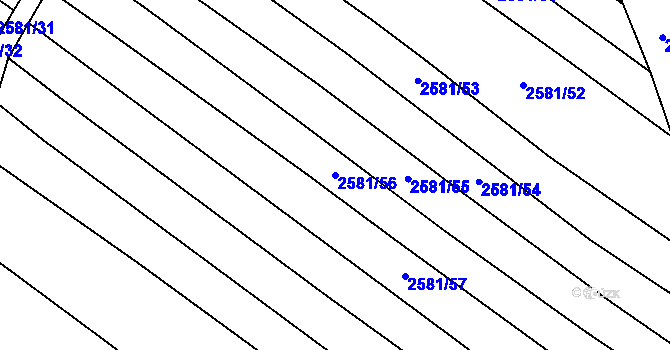 Parcela st. 2581/56 v KÚ Mistřice I, Katastrální mapa