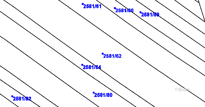 Parcela st. 2581/62 v KÚ Mistřice I, Katastrální mapa