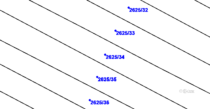 Parcela st. 2625/34 v KÚ Mistřice I, Katastrální mapa