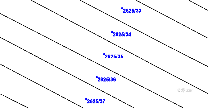 Parcela st. 2625/35 v KÚ Mistřice I, Katastrální mapa