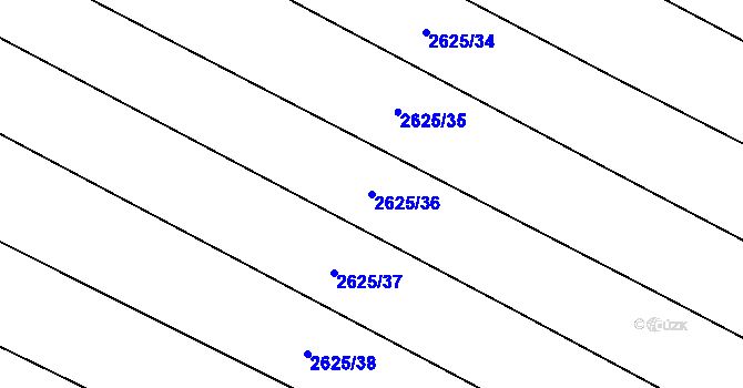 Parcela st. 2625/36 v KÚ Mistřice I, Katastrální mapa