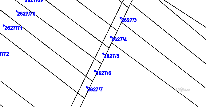 Parcela st. 2627/5 v KÚ Mistřice I, Katastrální mapa