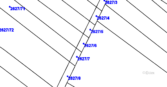 Parcela st. 2627/6 v KÚ Mistřice I, Katastrální mapa