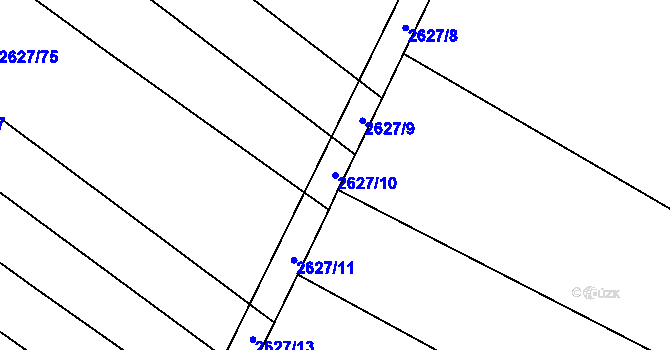 Parcela st. 2627/10 v KÚ Mistřice I, Katastrální mapa