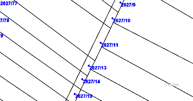 Parcela st. 2627/12 v KÚ Mistřice I, Katastrální mapa